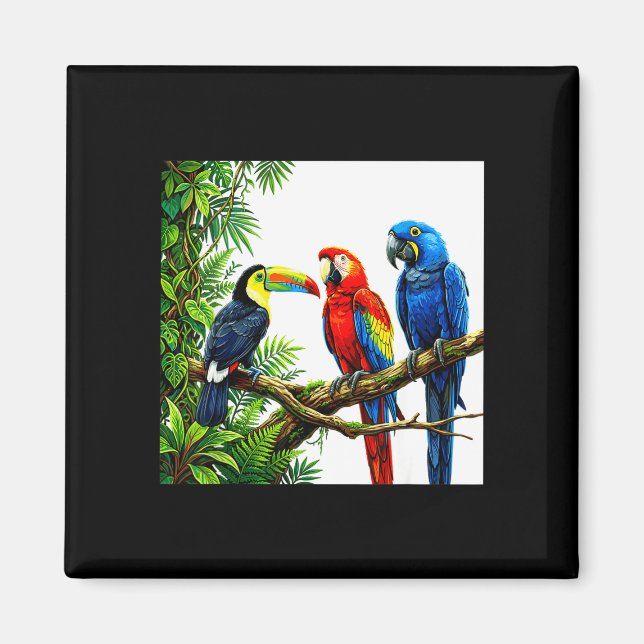Aimant Perroquets oiseaux tropicaux hawaii fête sur la pl (Devant)