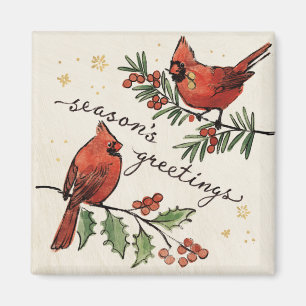 Aimant Perruches de cardinal de Noël