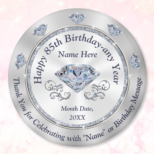 Aimant Personalized, 85th Birthday Party Favor Ideas,  (Personalized, 85th birthday party favors. 85th birthday party ideas for grandma, mom or loved ones.)