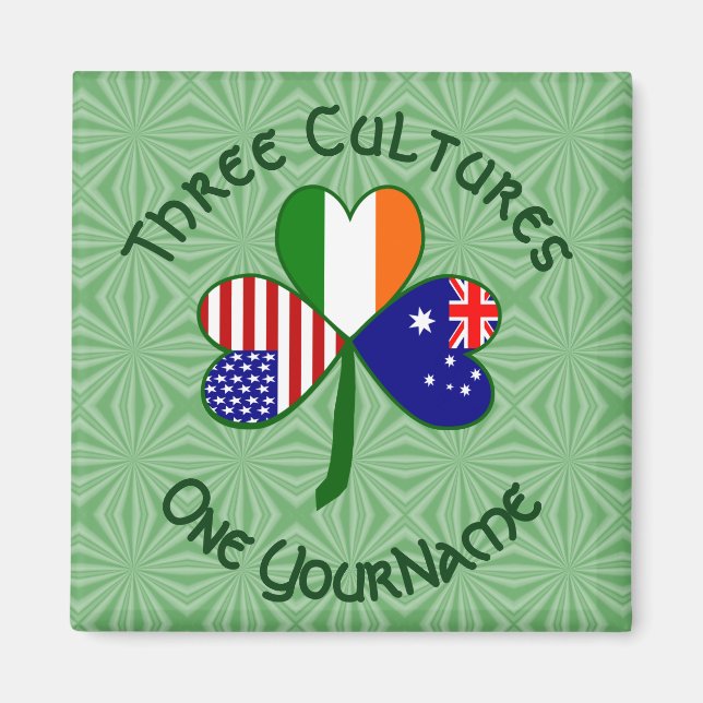 Aimant Personalized Australia Ireland USA Shamrock Square (Devant)