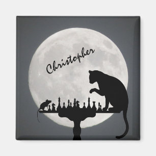 Aimant Personalized Chess Full Moon Cat and Mouse Game