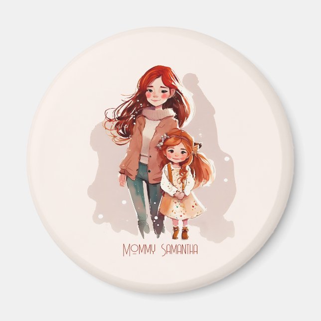 Aimant Personalized Elegant Mother and Daughter (Devant)