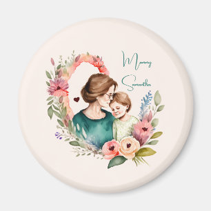 Aimant Personalized Floral Mother and Daughter Son
