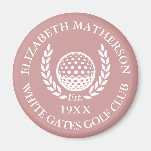 Aimant Personalized Golf Club Name Dusty Rose Pink (Devant)