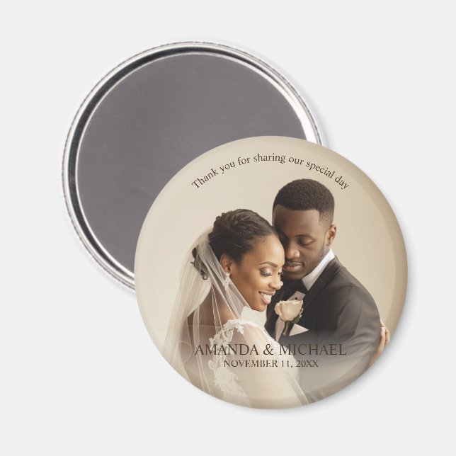 Aimant Personalized Photo Favor with Names & Wedding Date (Recto/Verso)