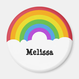 Aimant Personalized Retro Style Round Rainbow