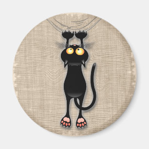 Aimant Personnage de chat drôle grattant le tissu