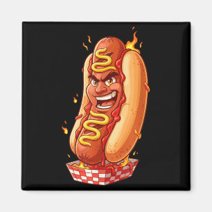 Aimant Personnage de hot-dog enflammé Scy Barbecue Nourri