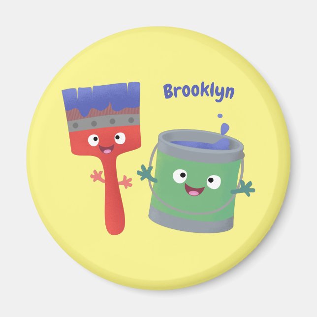 Aimant Personnages de peinture et de pinceau mignons (Devant)