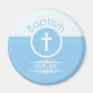 Aimant Personnalisable, Enfant de Dieu Bleu Baptême