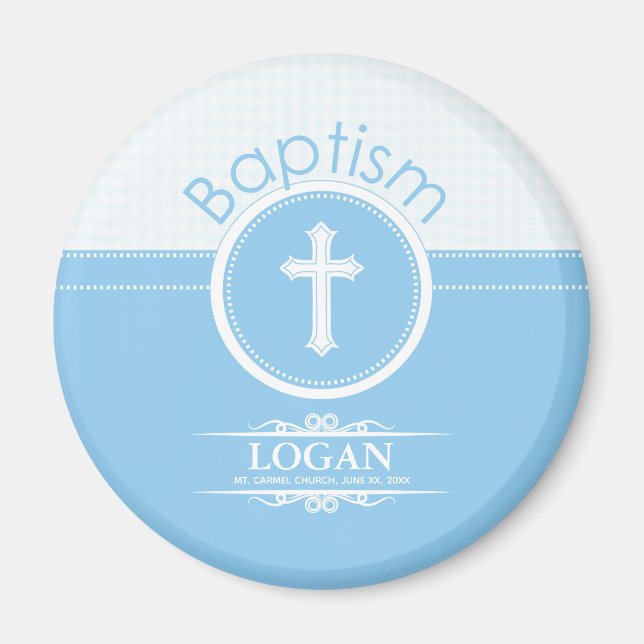 Aimant Personnalisable, Enfant de Dieu Bleu Baptême (Devant)