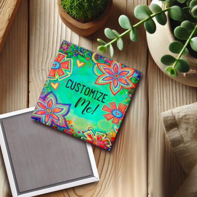 Aimant Personnalisable Floral Pretty Inspirivity Amusant  (Créateur téléchargé)