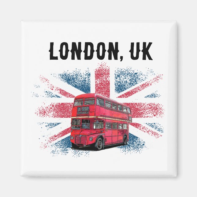 Aimant Personnalisable London Red Bus Union Jack Souvenir (Devant)