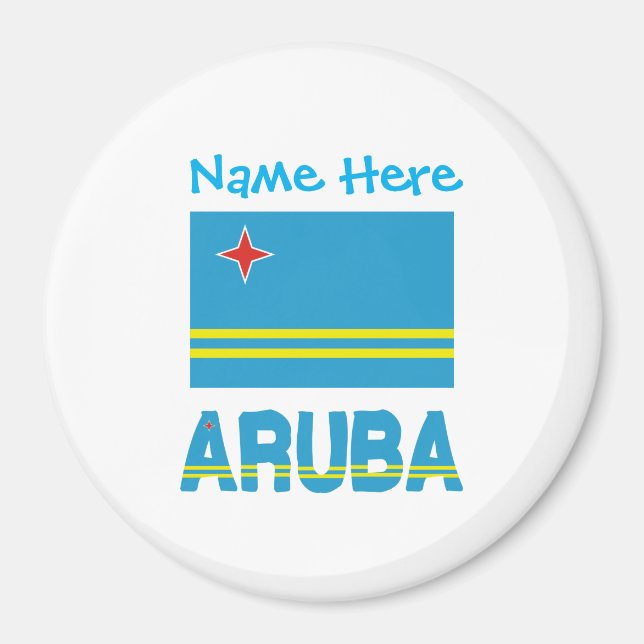 Aimant Personnalisation Bleue d'Aruba et du Drapeau Aruba (Devant)