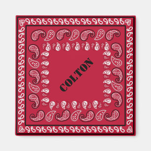 Aimant Personnalisation de Paisley Bandana, Occident roug
