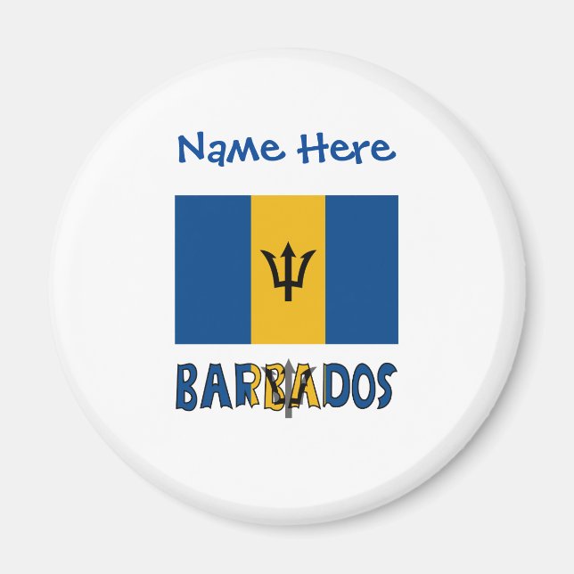 Aimant Personnalisation du drapeau de la Barbade bleue  (Devant)