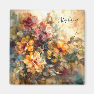 Aimant personnalisé à l'aquarelle de fleurs