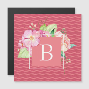 Aimant personnalisé aquarelle rose girly féminin