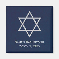 Aimant personnalisé Bar Mitzvah - bleu et argent