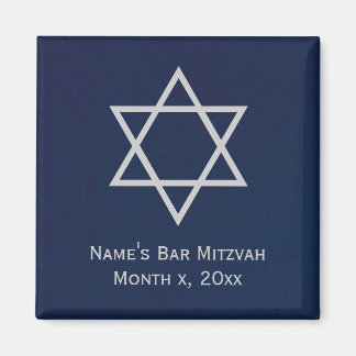 Aimant personnalisé Bar Mitzvah - bleu et argent