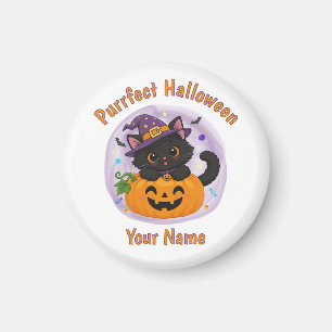Aimant personnalisé de chat noir mignon pour Hallo