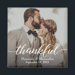 Aimant Personnalisé Élégant Photo Merci Mariage Script<br><div class="desc">Découvrez notre élégant Magnet de Mariage de script personnalisé, la façon idéale de fournir à vos invités mariages un souvenir mémorable. Cet aimant carré vous permet de le personnaliser avec votre propre photo, vos noms et votre date de mariage, en créant un jeton unique et significatif d'appréciation. En incorporant votre...</div>