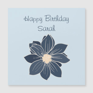 Aimant personnalisé Fleur Bleue Joyeux Anniversair