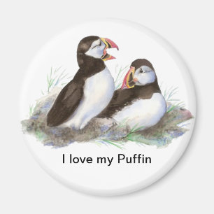 Aimant Personnalisé "I love my Puffin", de mignonettes d'