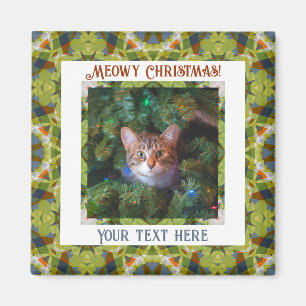 Aimant Personnalisé Joyeux Noël Green Chat Kitten Animal 