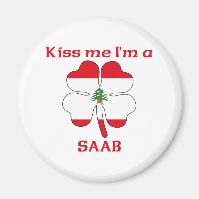 Aimant Personnalisé Libanais Kiss Me Je suis Saab (Devant)