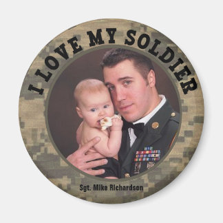 Aimant Personnalisé Militaire J'Aime Mon Soldat Cadre Pho