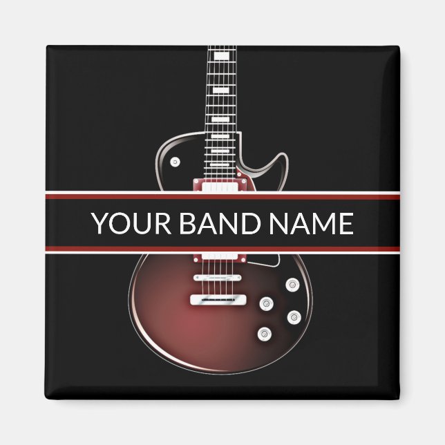 Aimant Personnalisé Nom Band Guitar Rock & Roll Music Mus (Devant)