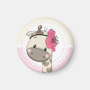 Aimant Personnalisé pour bébé rose Giraffe