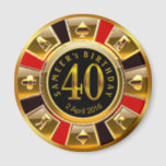 Aimant PERSONNALISÉ pour Sheetal Vegas Casino Chip 40e an<br><div class="desc">Un aimant très cool rouge,  or et noir Las Vegas Birthday Casino Chip gardien de saké de faveur. Utilisez le bouton PERSONNALISER IT pour ajouter votre propre texte.</div>