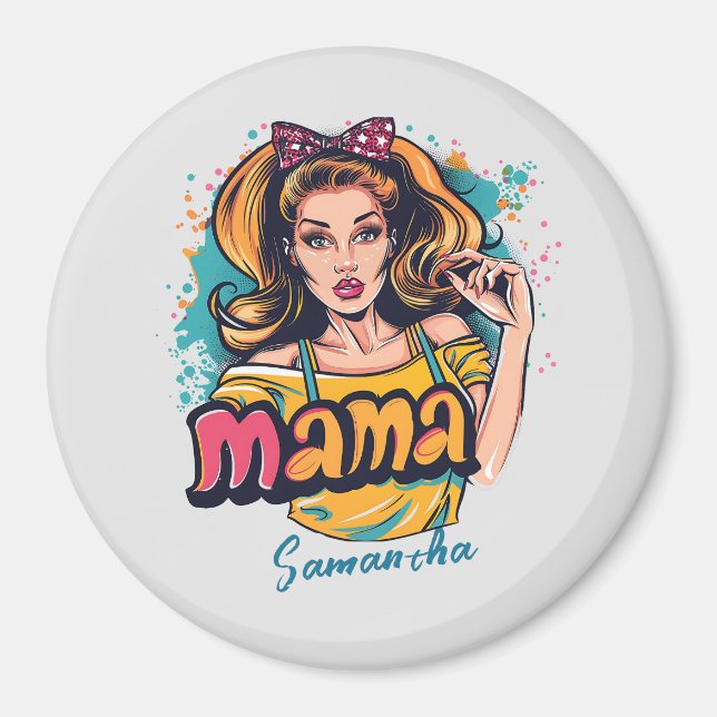 Aimant Personnalisé Retro Mama Pop Art (10) (Devant)