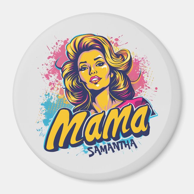 Aimant Personnalisé Retro Mama Pop Art (14) (Devant)