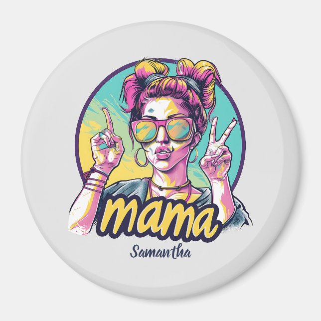 Aimant Personnalisé Retro Mama Pop Art (19) (Devant)