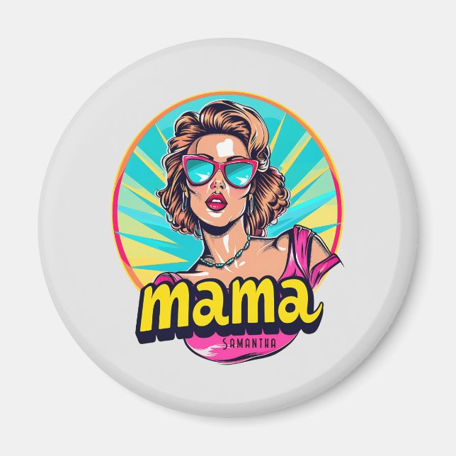 Aimant Personnalisé Retro Mama Pop Art 3 (Devant)