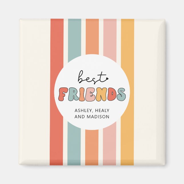 Aimant Personnalisé Retro Meilleurs Amis BFFs Mete Bestie (Devant)