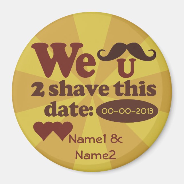 Aimant personnalisé Retro Mustache Enregistrer la  (Devant)