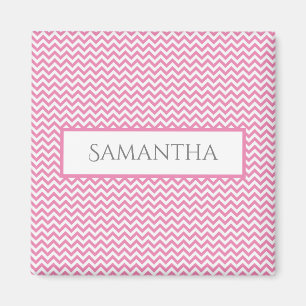 Aimant personnalisé rose simple Chevron