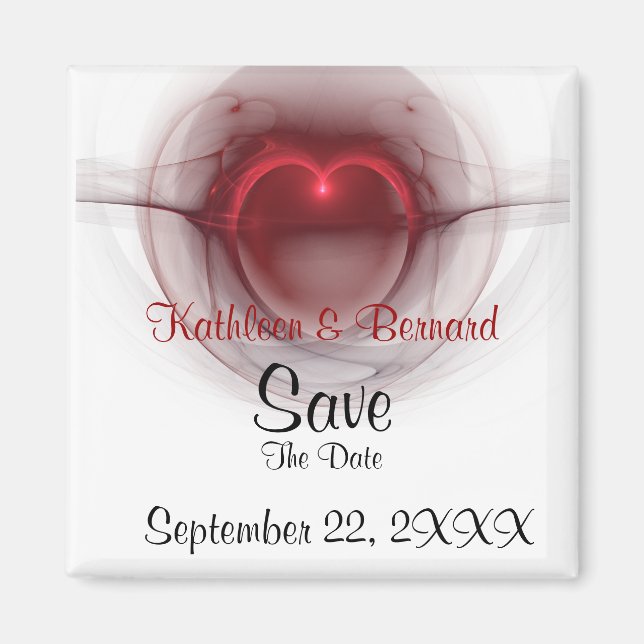 Aimant Personnalisé "Save the Date" Coeur éclairé (Devant)
