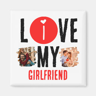 Aimant Personnalisé Unique 2 photo Collage I Love My Girl
