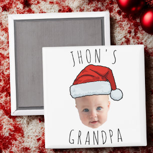 Aimant Personnalisé Visage bébé Père Noël Chapeau Photo d