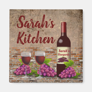 Aimant Personnalisé Votre Nom Vins Lunettes Personnalisée