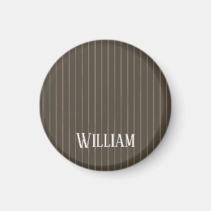 Aimant Personnalised brown retro pinstripes
