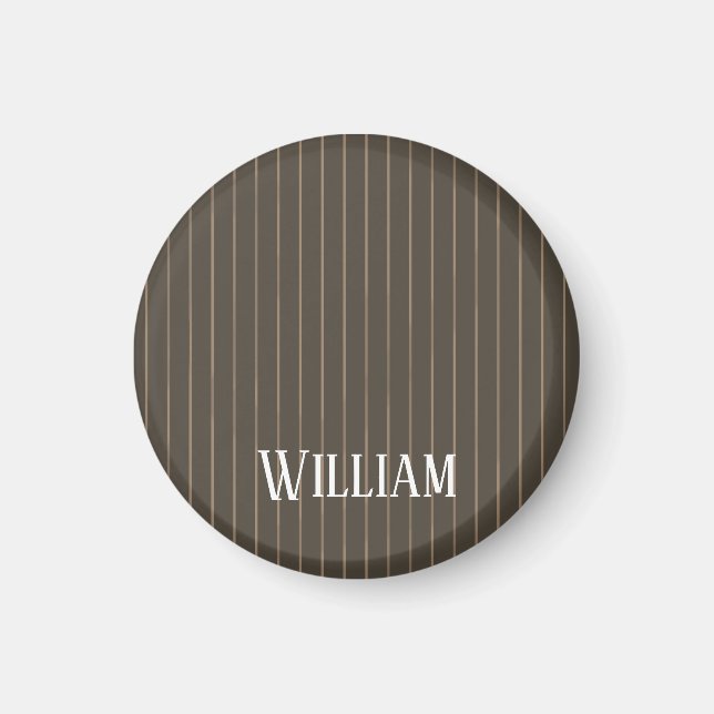 Aimant Personnalised brown retro pinstripes (Devant)