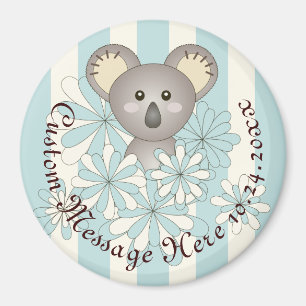 Aimant Personnalisée Bleu Bleu Bébé Koala Party Favoriser