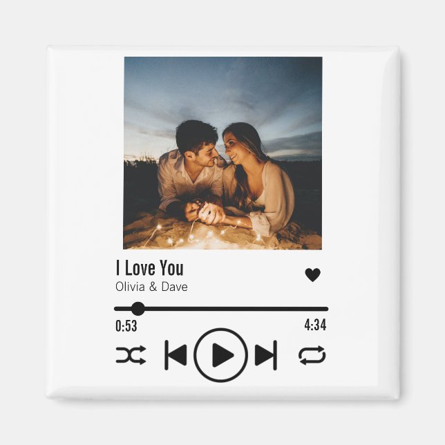 Aimant Personnalisée Saint Valentin Photo Song Playlist (Devant)