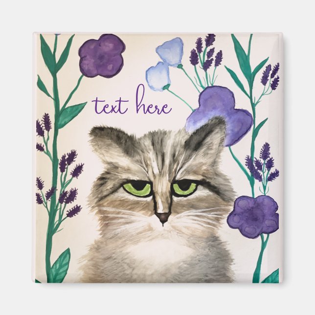 Aimant Personnaliser l'aimant d'art de chat (Devant)